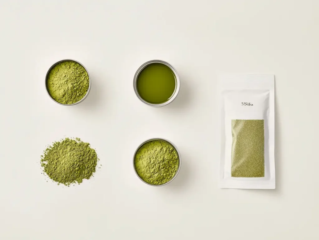 A timeline showing the progression of matcha freshness with unopened, opened, and stale matcha visually represented.