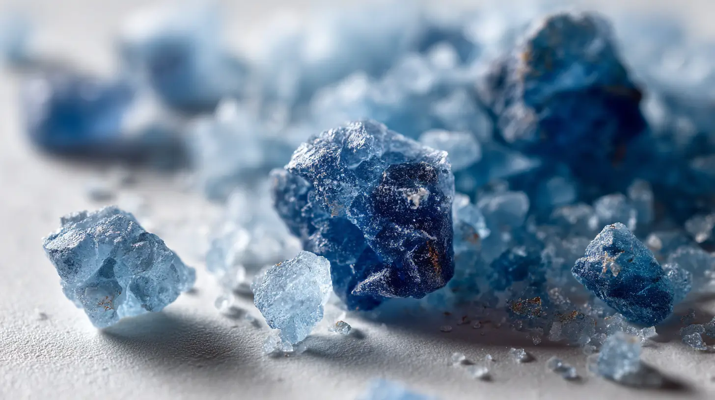 Close-up of Persian blue salt crystals for blue salt recipe