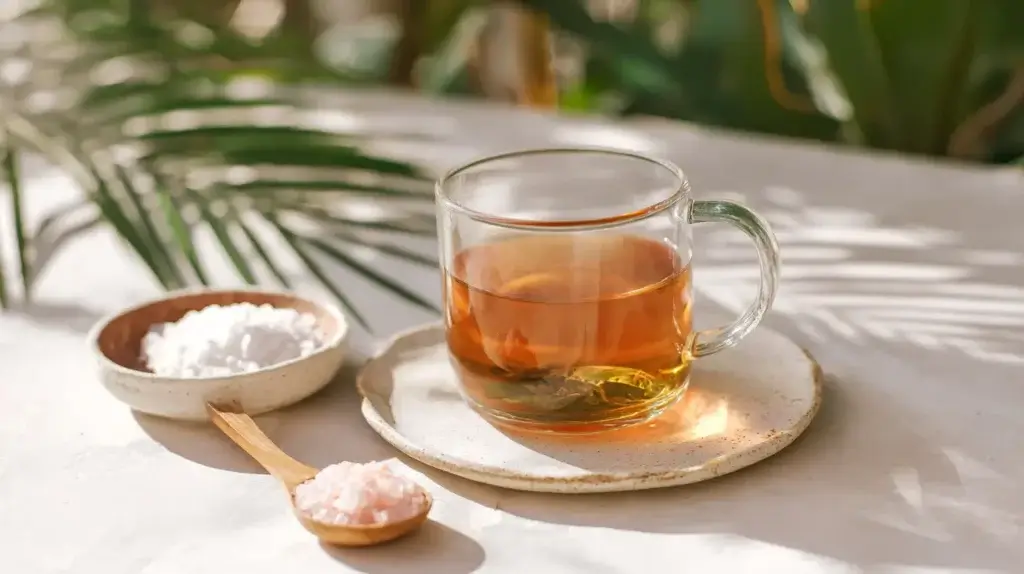 Costa Rican tea biohacker version with chia, coconut oil or pink salt