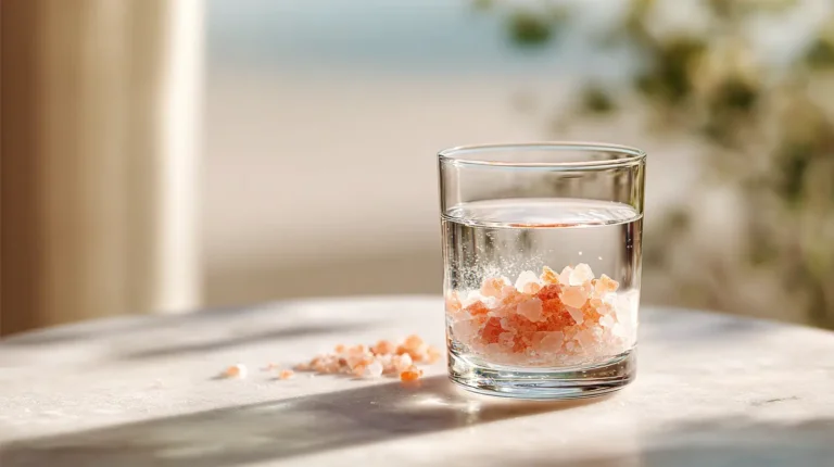 pink salt drink in a clear glass for simple hydration