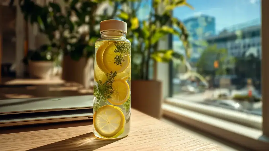 Midday hydration drink as part of a daily wellness drink routine