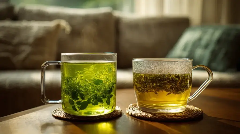 herbal tea vs green tea daily routine comparison