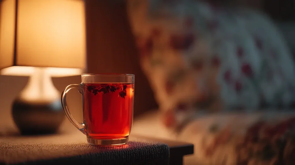 hibiscus tea at night relaxing herbal drink