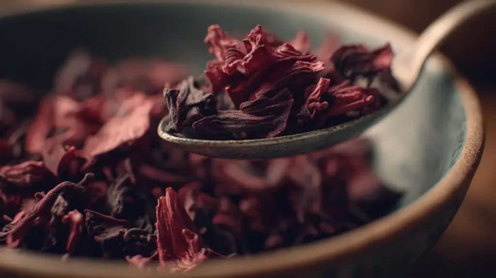 measuring dried hibiscus flowers for safe daily hibiscus tea amount