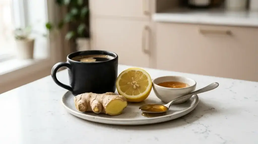ingredients for coffee with ginger and lemon recipe
