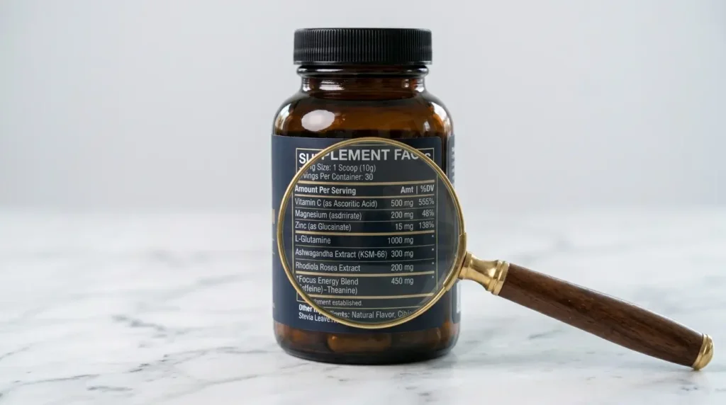 person drinking nootropic focus drink while working at a clean desk deep work session