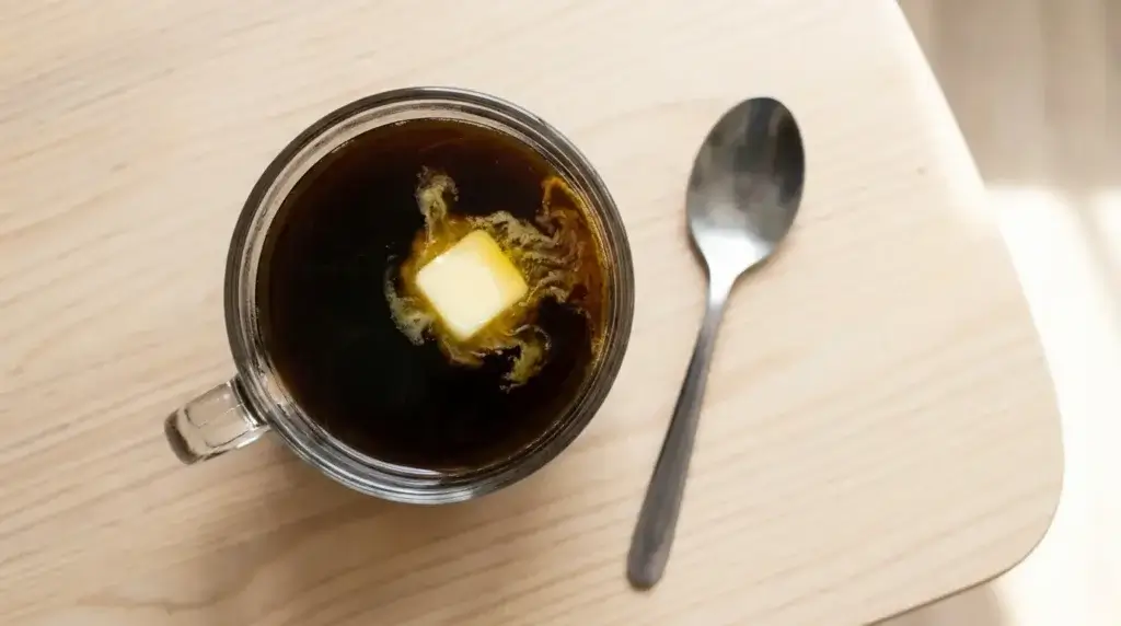 black coffee with ghee added for a creamier texture