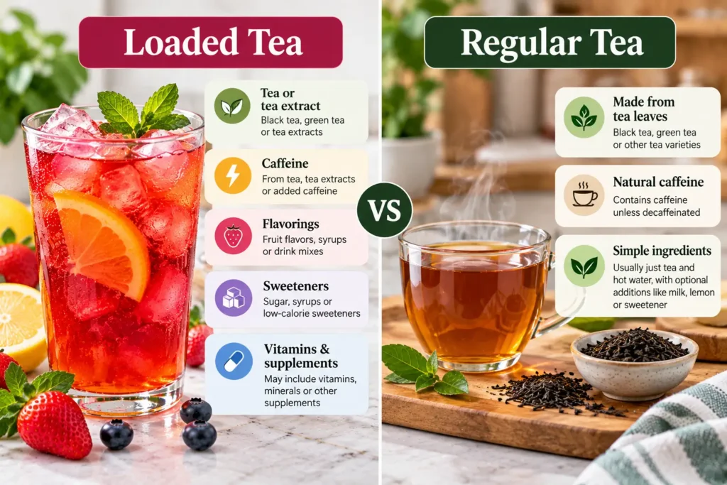 Loaded tea vs regular tea comparison