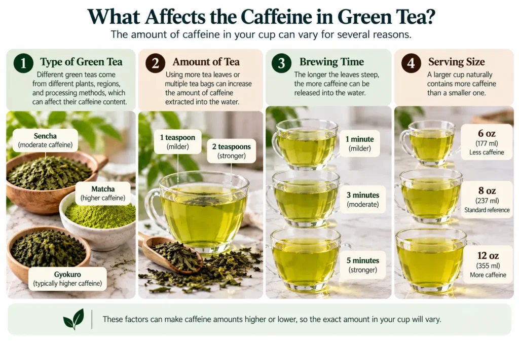 Factors that affect caffeine levels in green tea